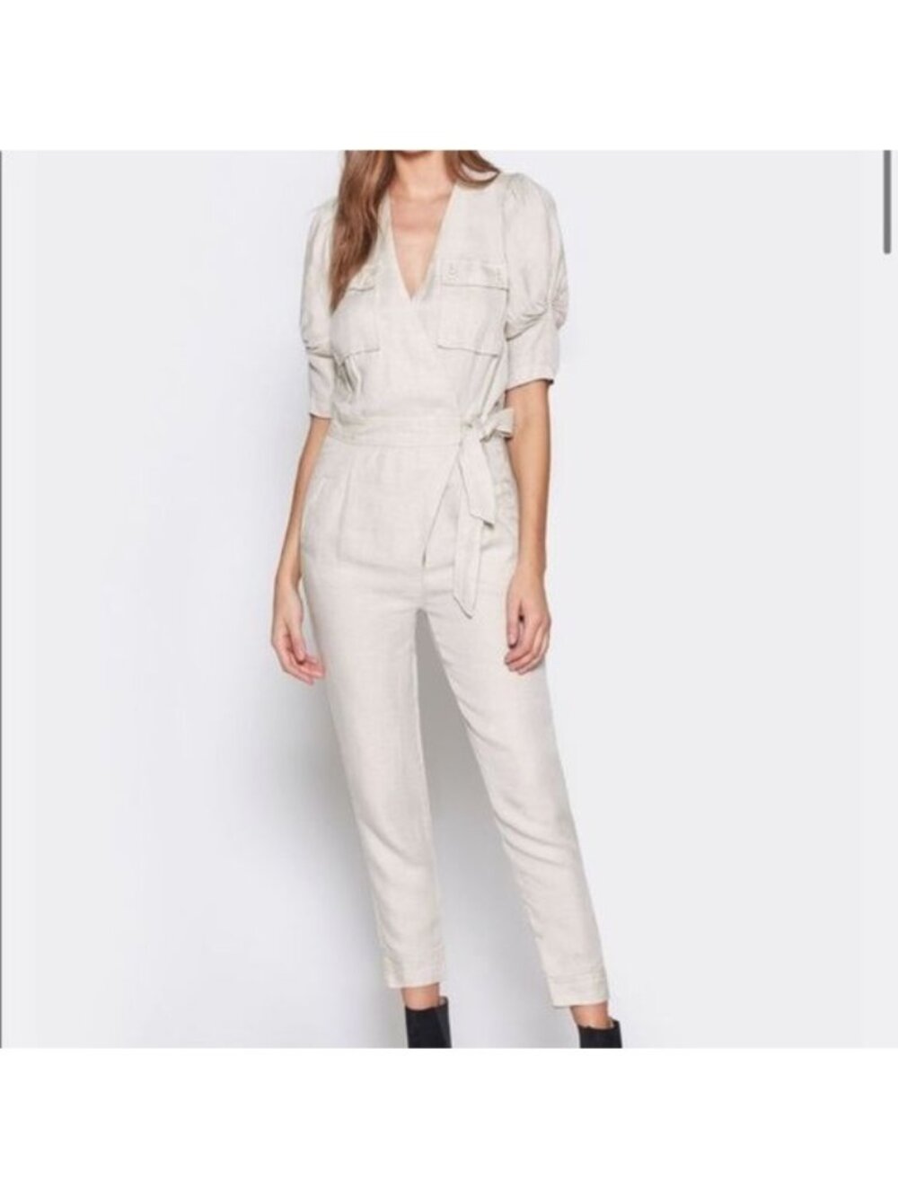 JOIE Canvas Leroy Beige Jumpsuit Size Small NEW NWT